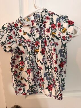 Janie and Jack White Floral Ruffle Short-Sleeve Top